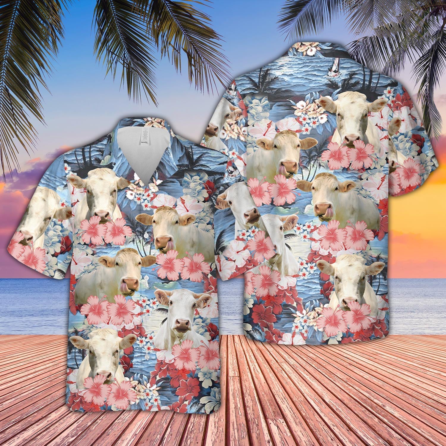 Charolais Flower Farming 3D Hawaiian Shirt