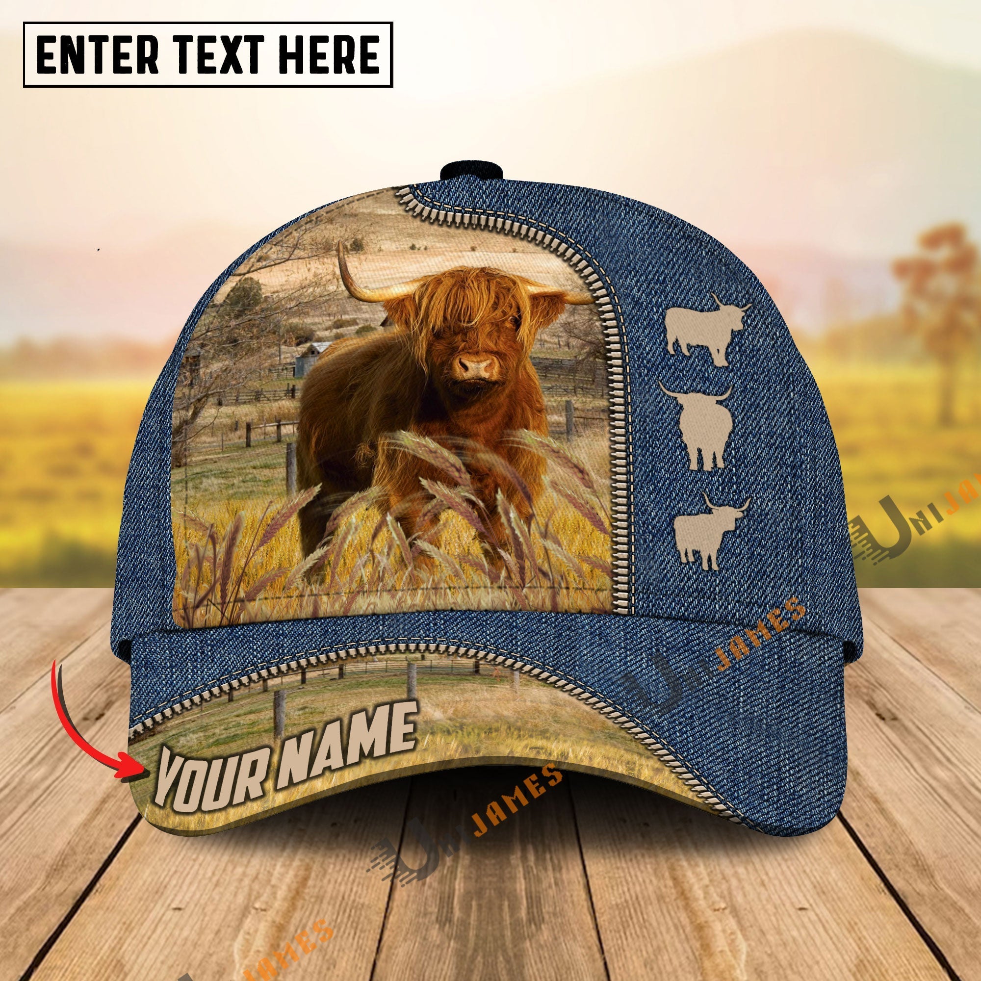 Highland Farm Jeans Pattern Customized Name Cap