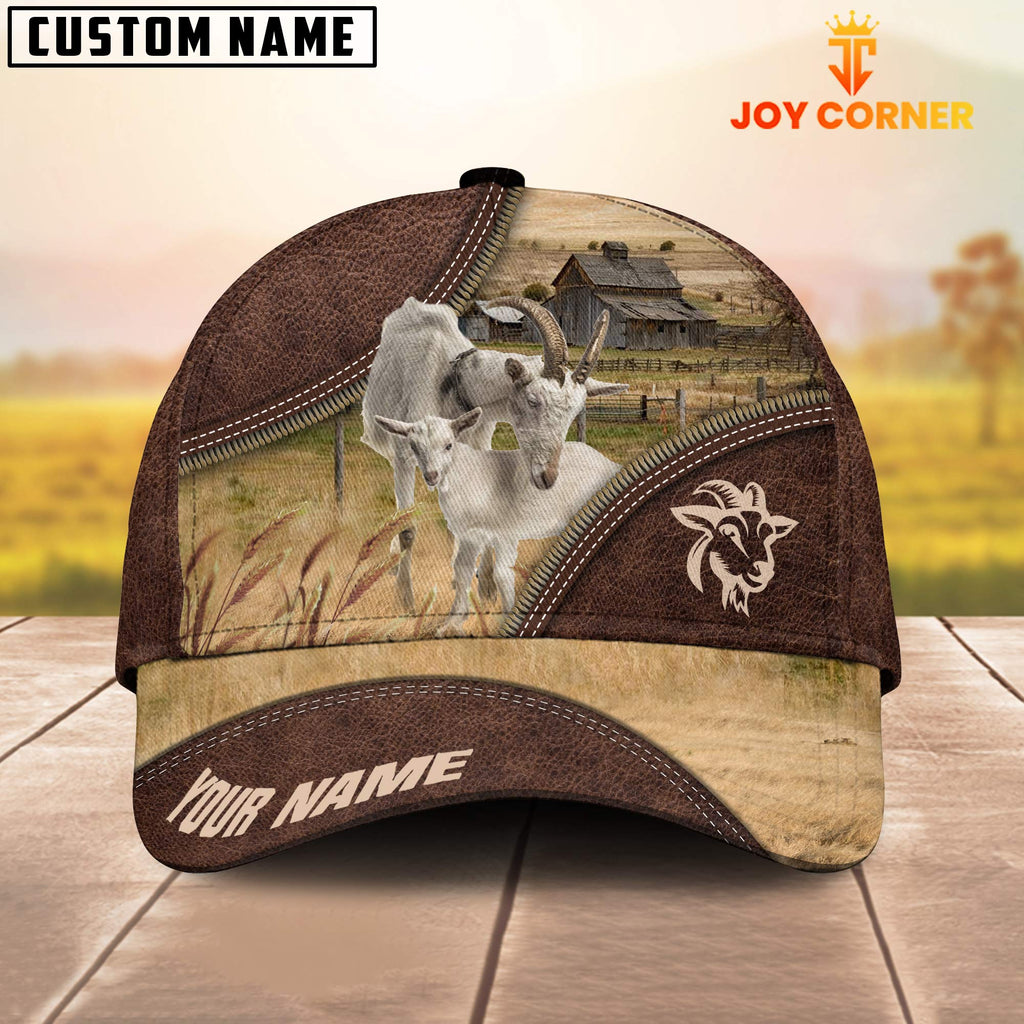 Goat On The Farm Customized Name 3D Brown Cap