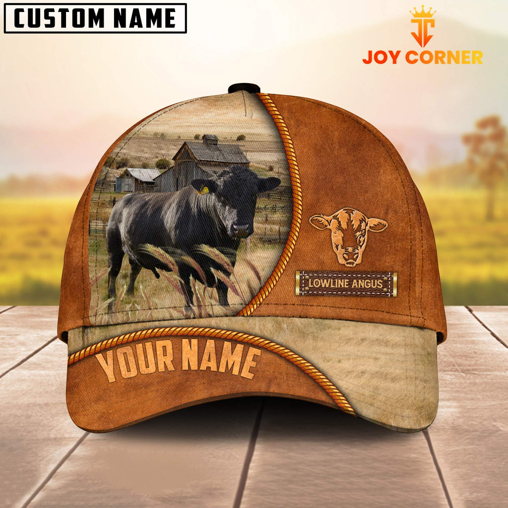Custom Name Lowline Angus Leather Pattern Cap