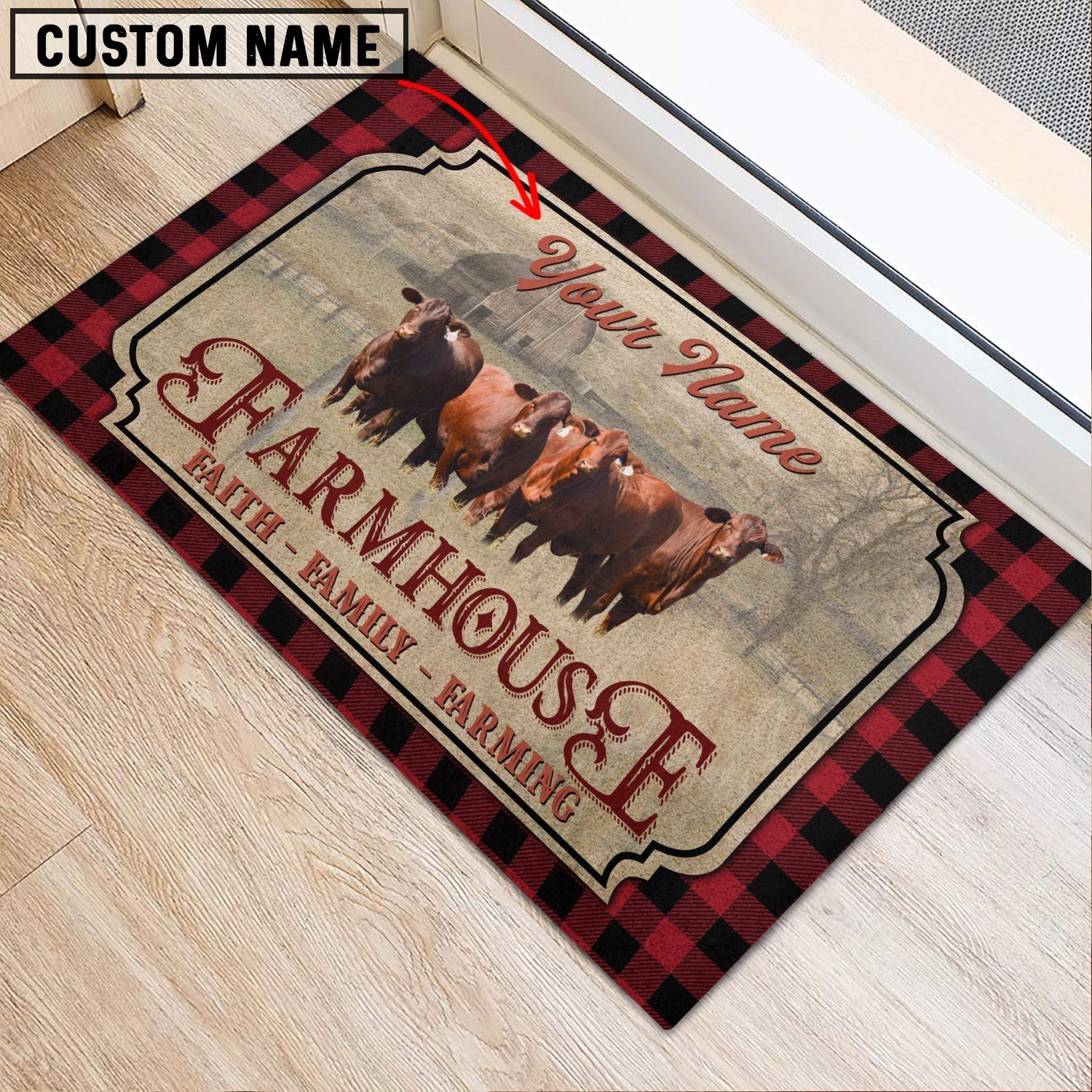 Santa Gertrudis Faith Family Farming Custom Name Doormat