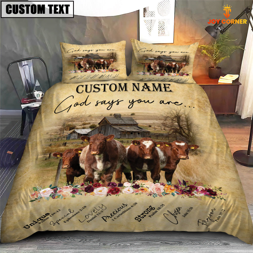 Shorthorn God Says You Are Custom Name Bedding Set
