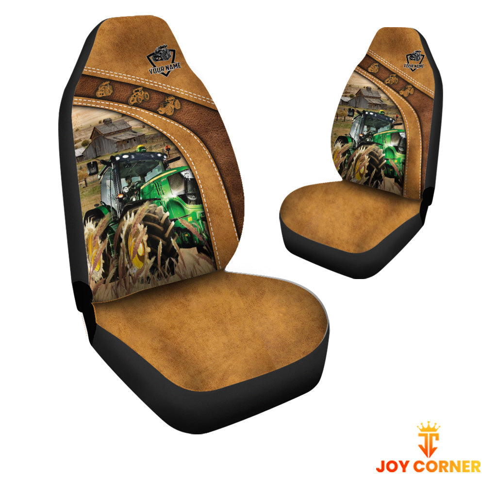 Tractor Pattern Customized Name 3D Car Seat Cover Set (2PCS)