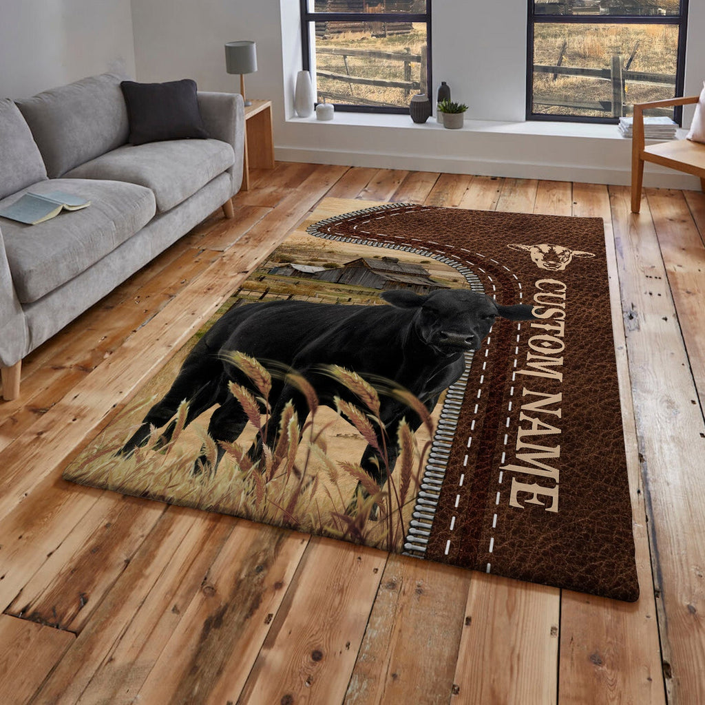 Black Angus Farming Personalized Name 3D Rug