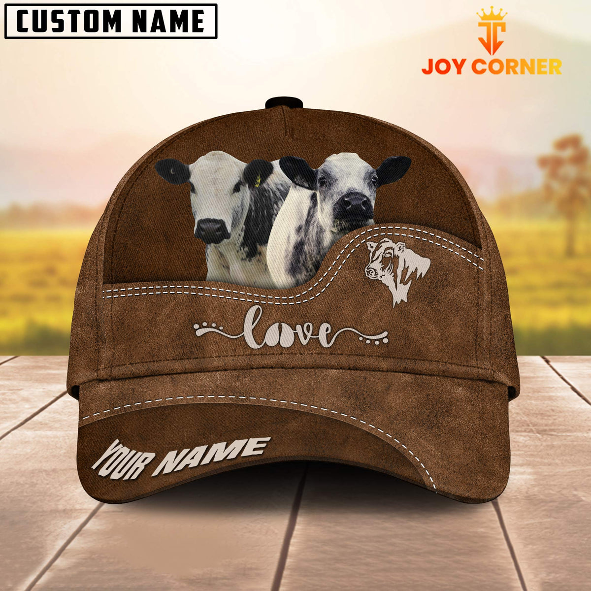 Speckle Park Love Leather Pattern Customized Name Cap