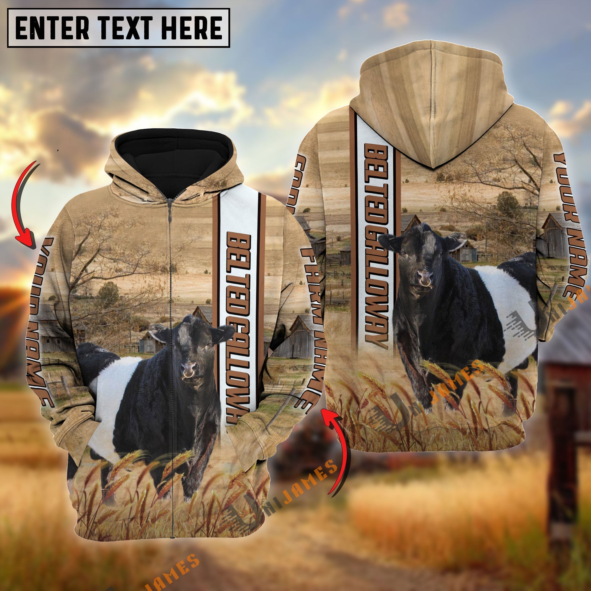 Belted Galloway Happy Farm Life Personalized Name, Farm Name 3D Hoodie