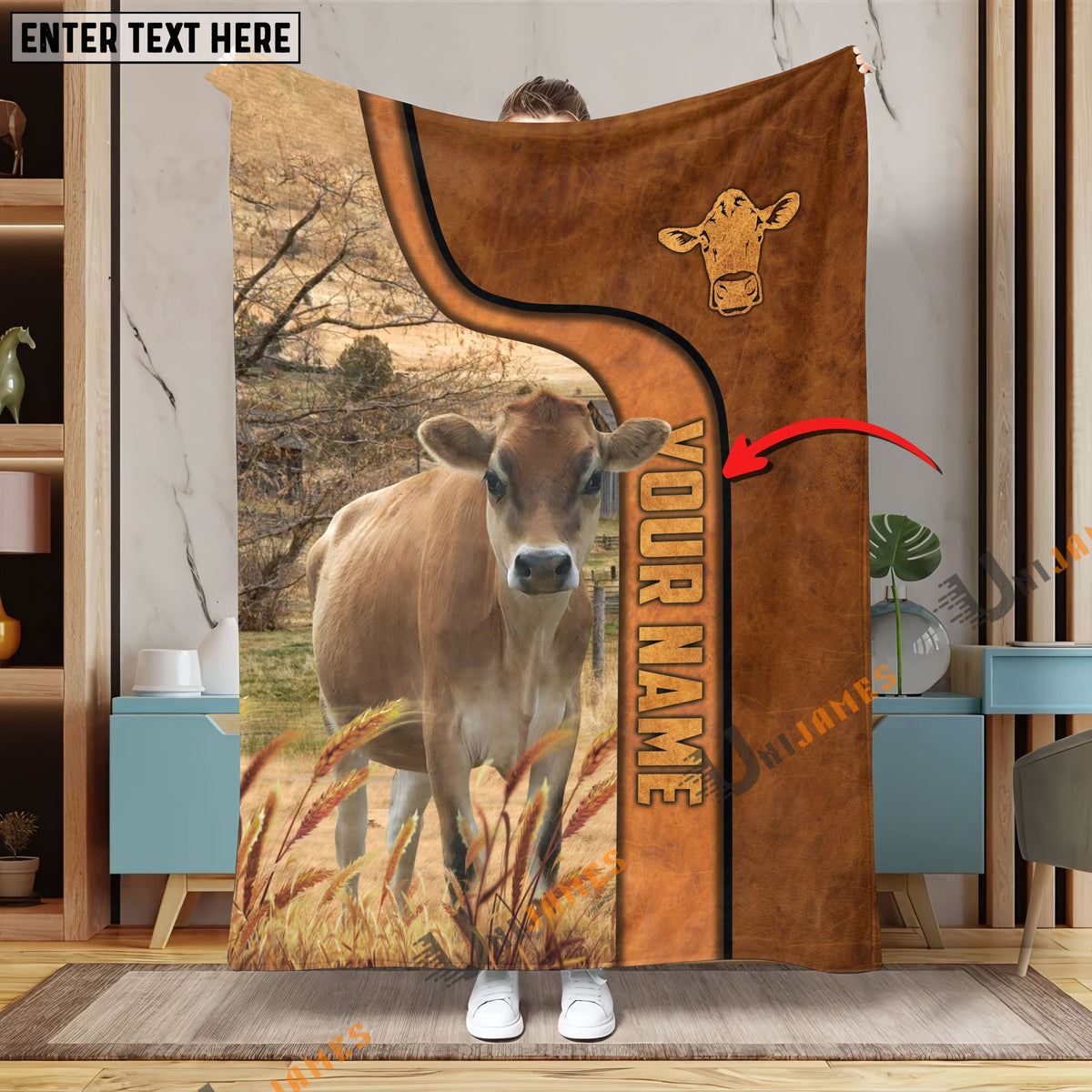 Personalized Name Jersey Premium Brown Pattern Blanket