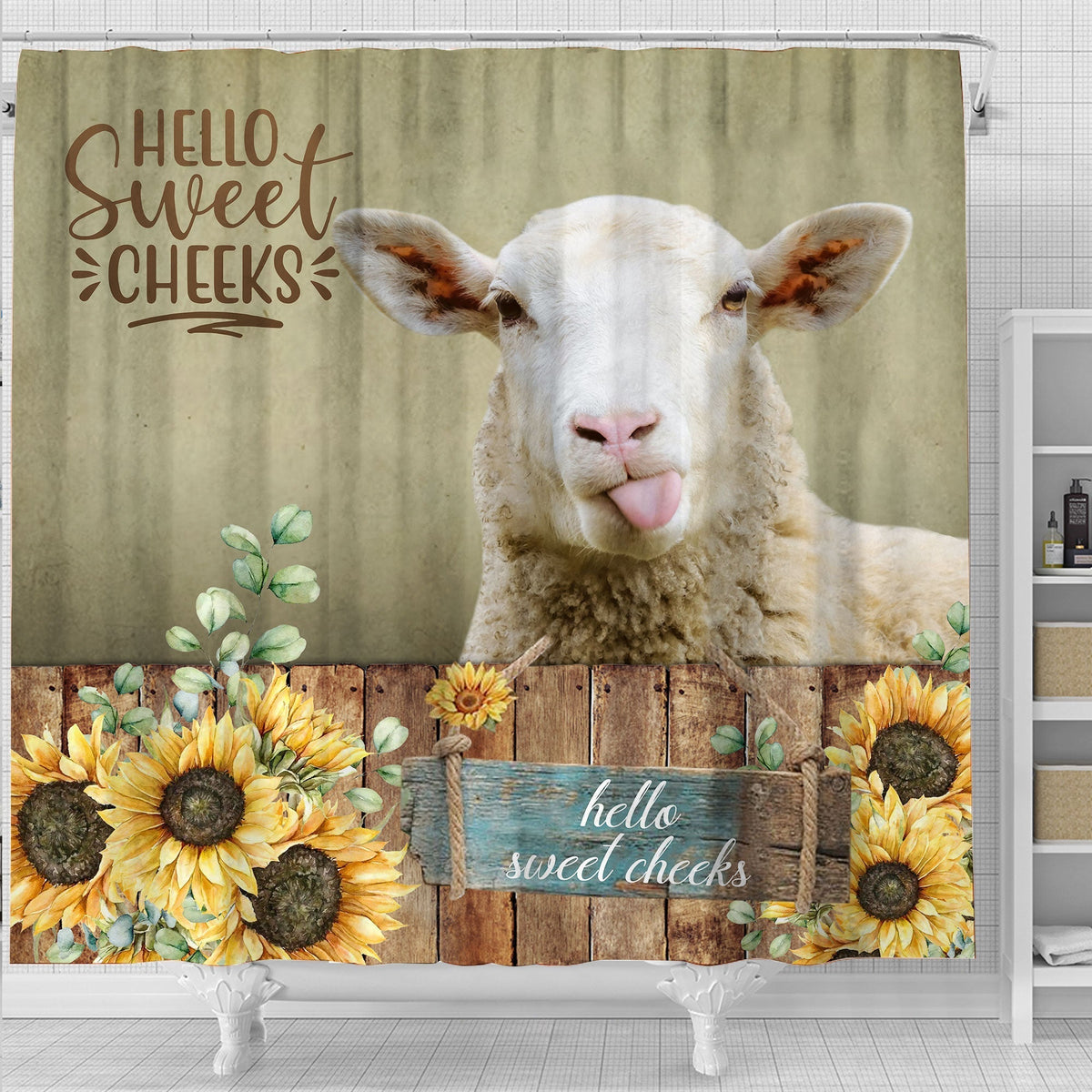 Goat Hello Sweet Cheeks 3D Shower Curtain