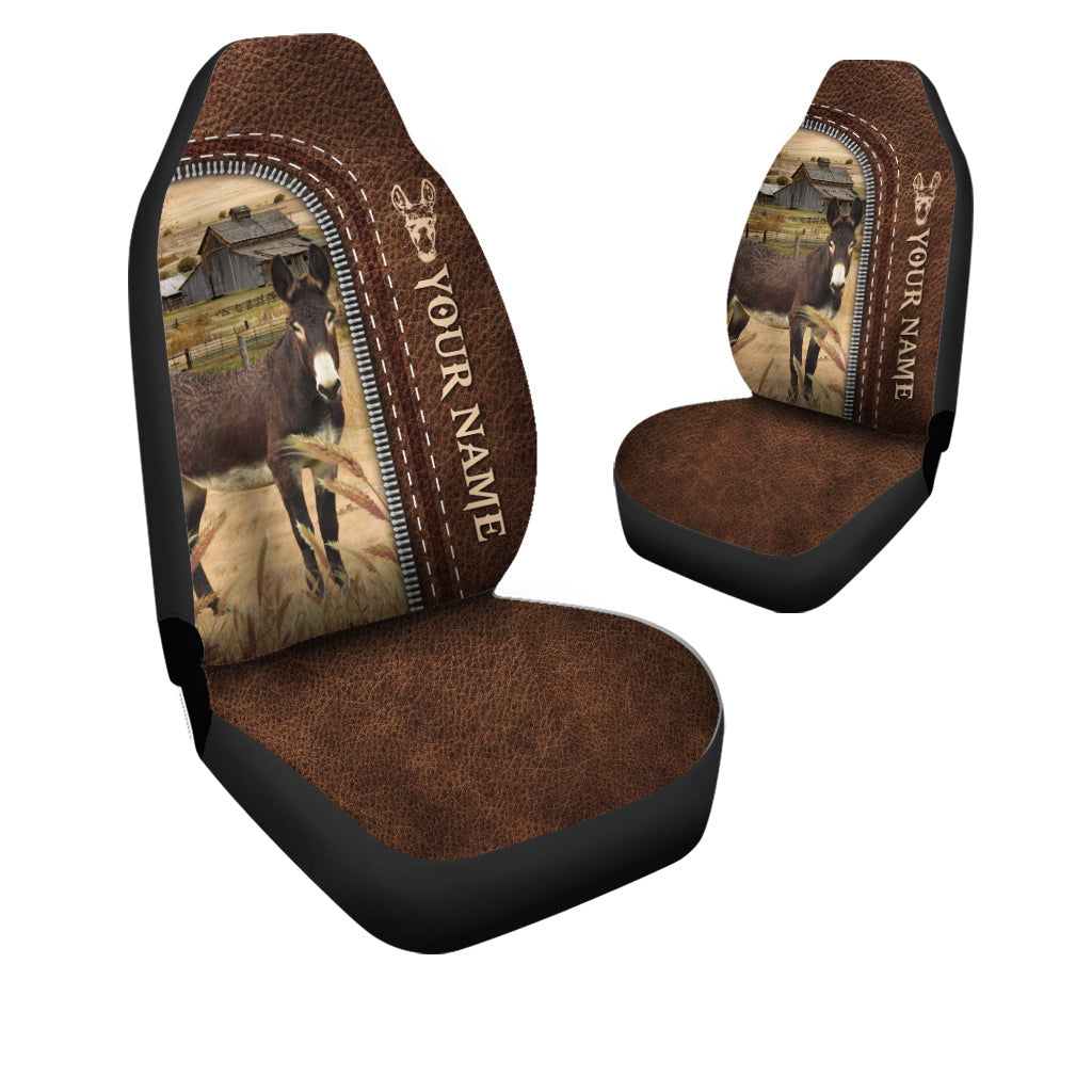 Mule Personalized Name Leather Pattern Car Seat Covers Universal Fit (2Pcs)