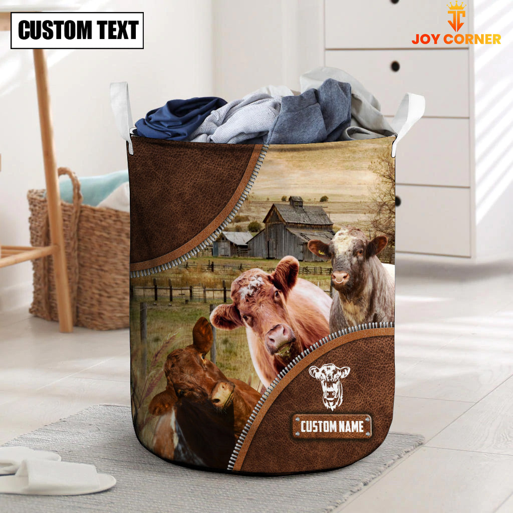 Shorthorn Cow Custom Name Laundry Basket