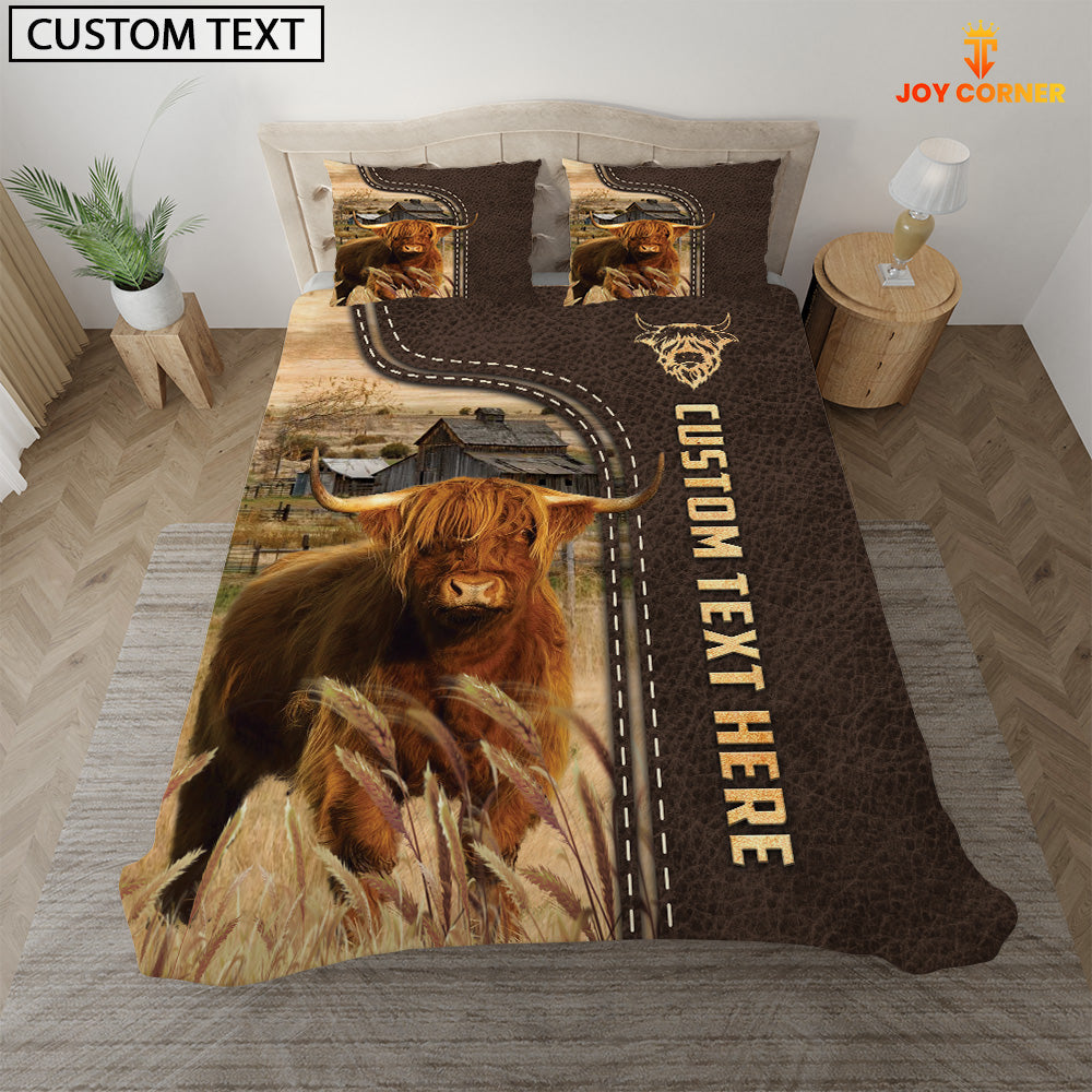 Highland Custom Text Leather Pattern Bedding set