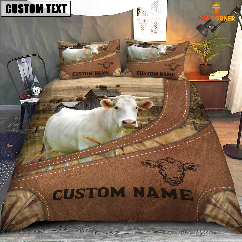 Custom Name Charolais On Farm Bedding Set