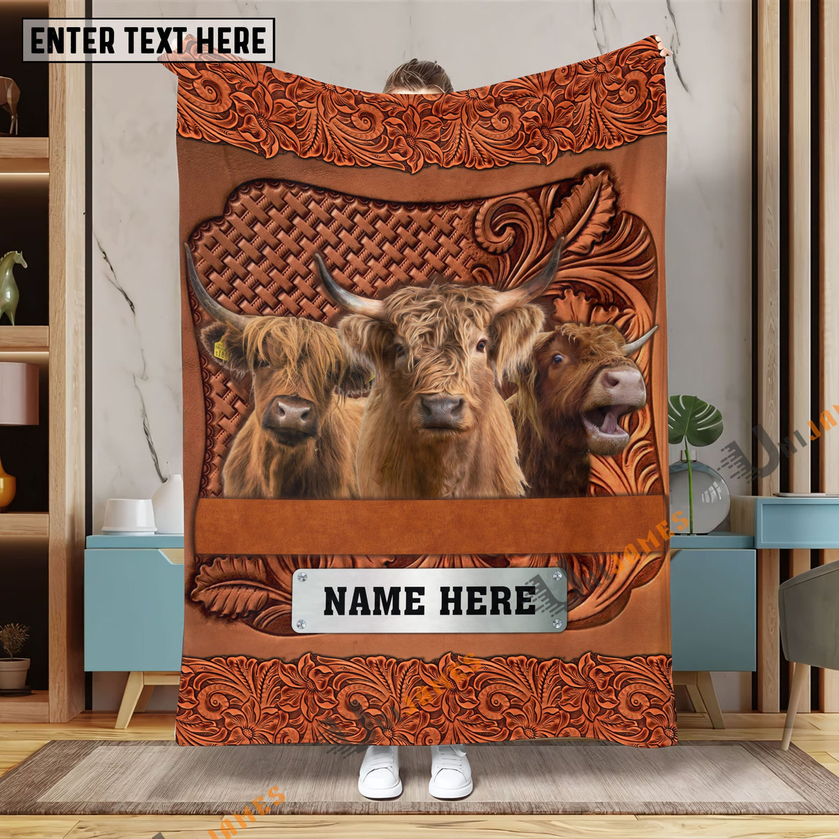 Highland Cattle Farming Life Personalized Name Blanket