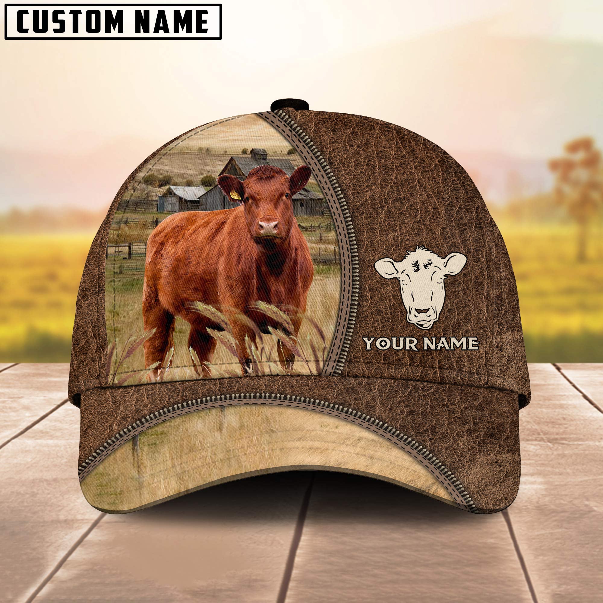 Red Angus Farming Personalized Name Cap