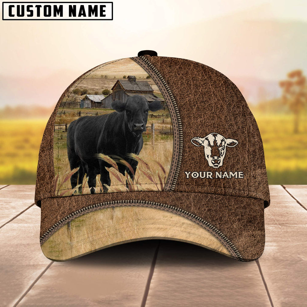 Black Angus Farming Personalized Name Cap