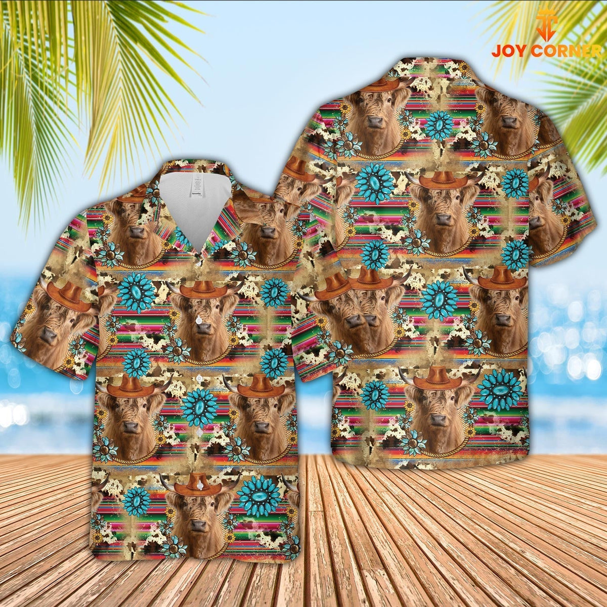 Highland Cowboy Pattern 3D Hawaiian Shirt