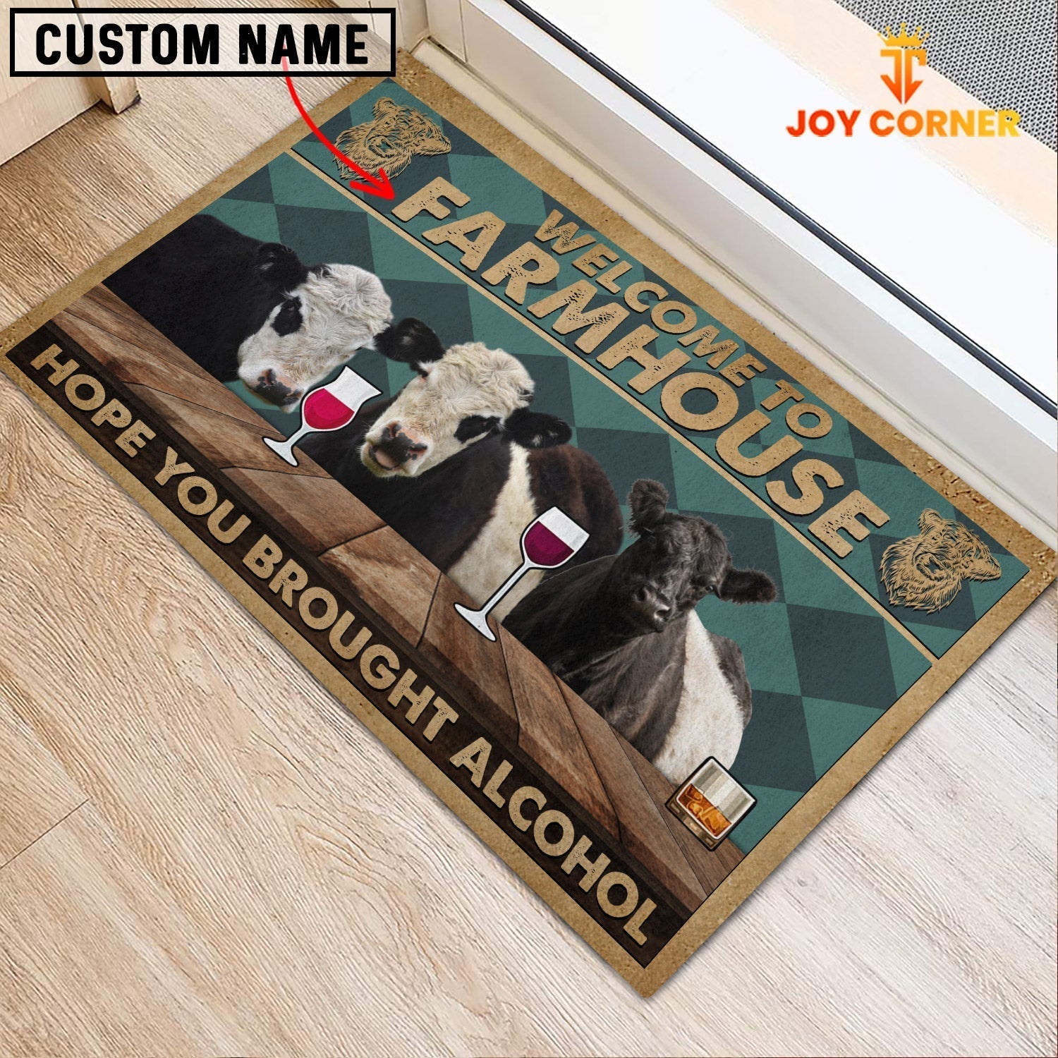 Belted Galloway Hope You Bought Alcohol Custom Name Doormat
