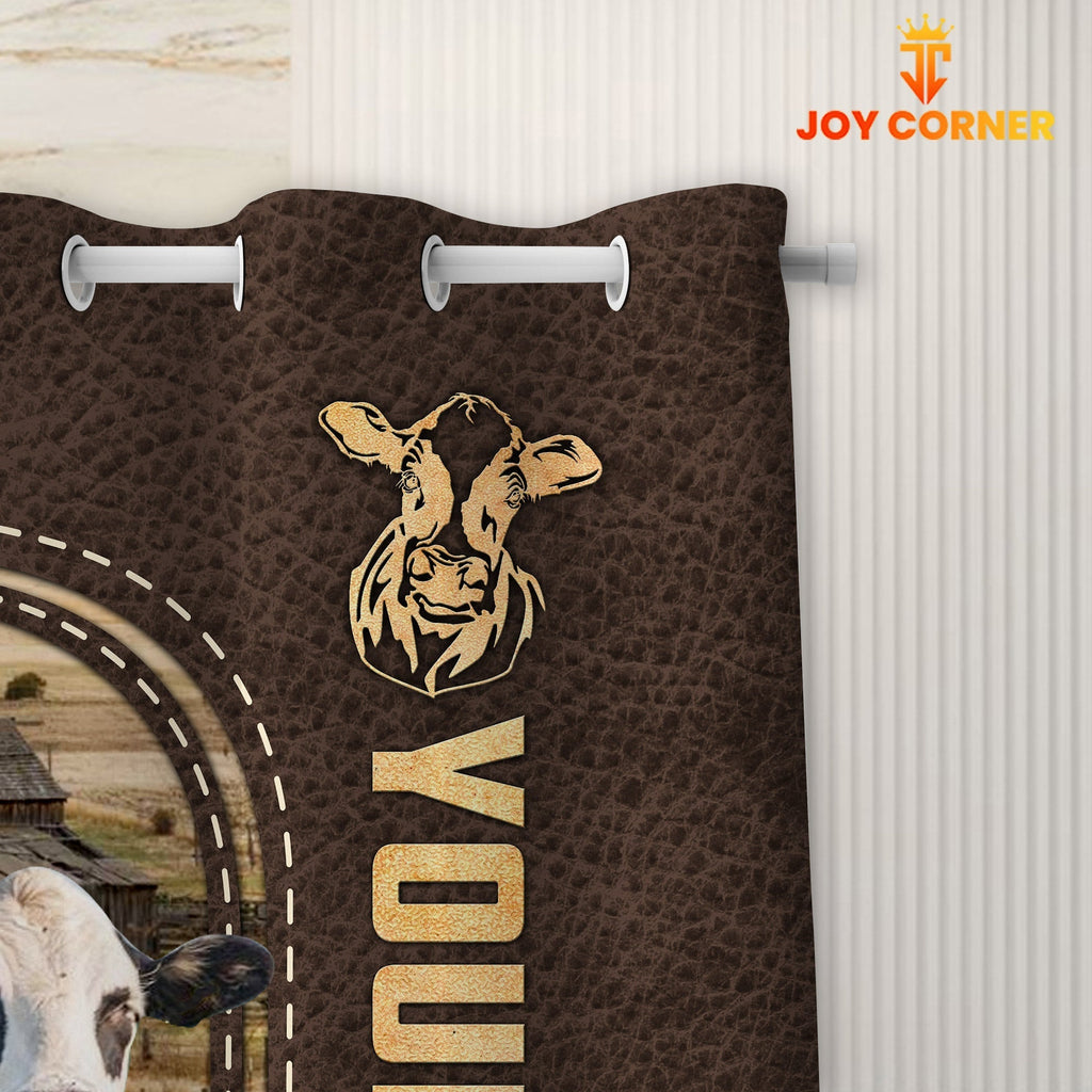 Black Baldy Leather Pattern Custom Name Shower Curtain