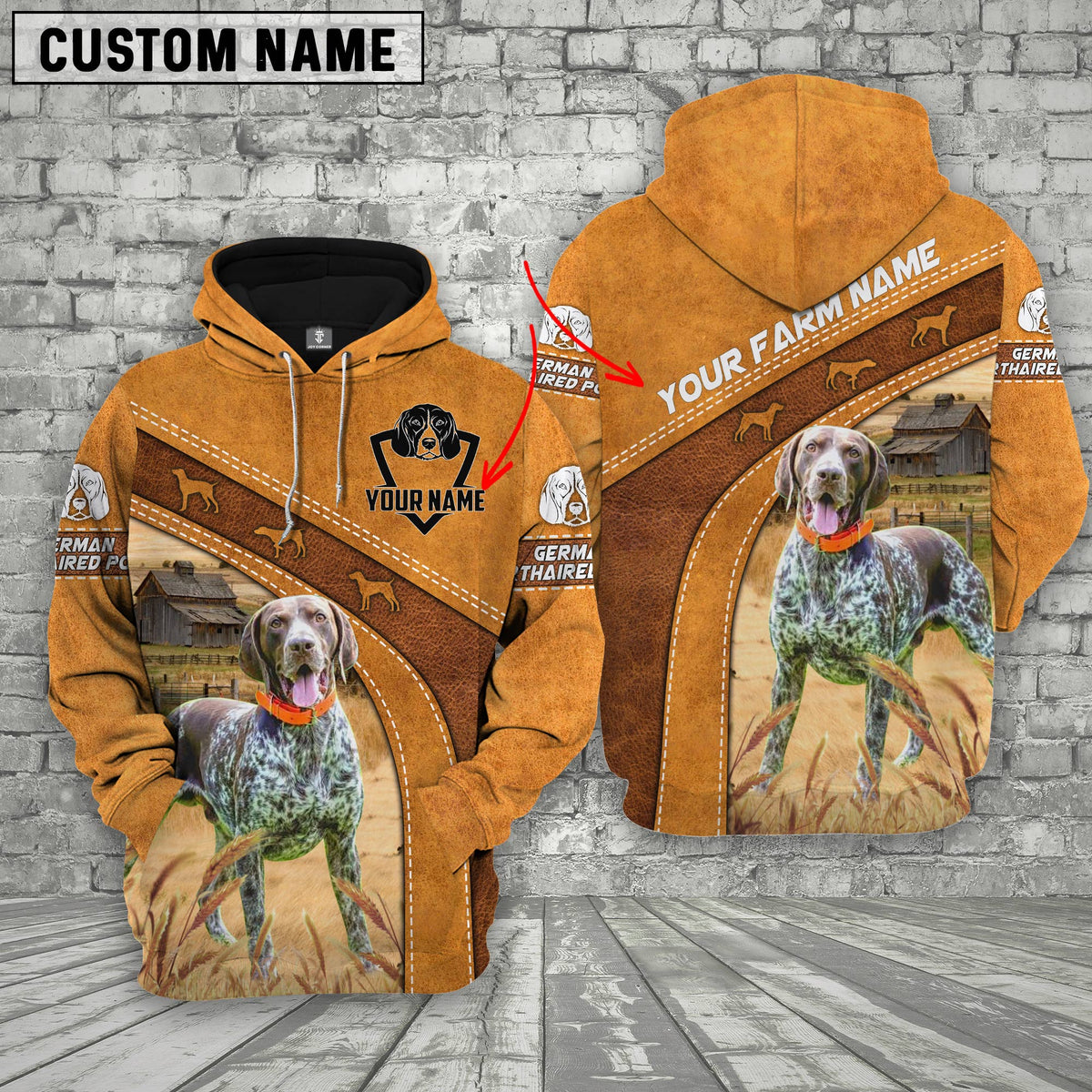 German Shorthaired Pointer Custom Name Printed 3D Hoodie