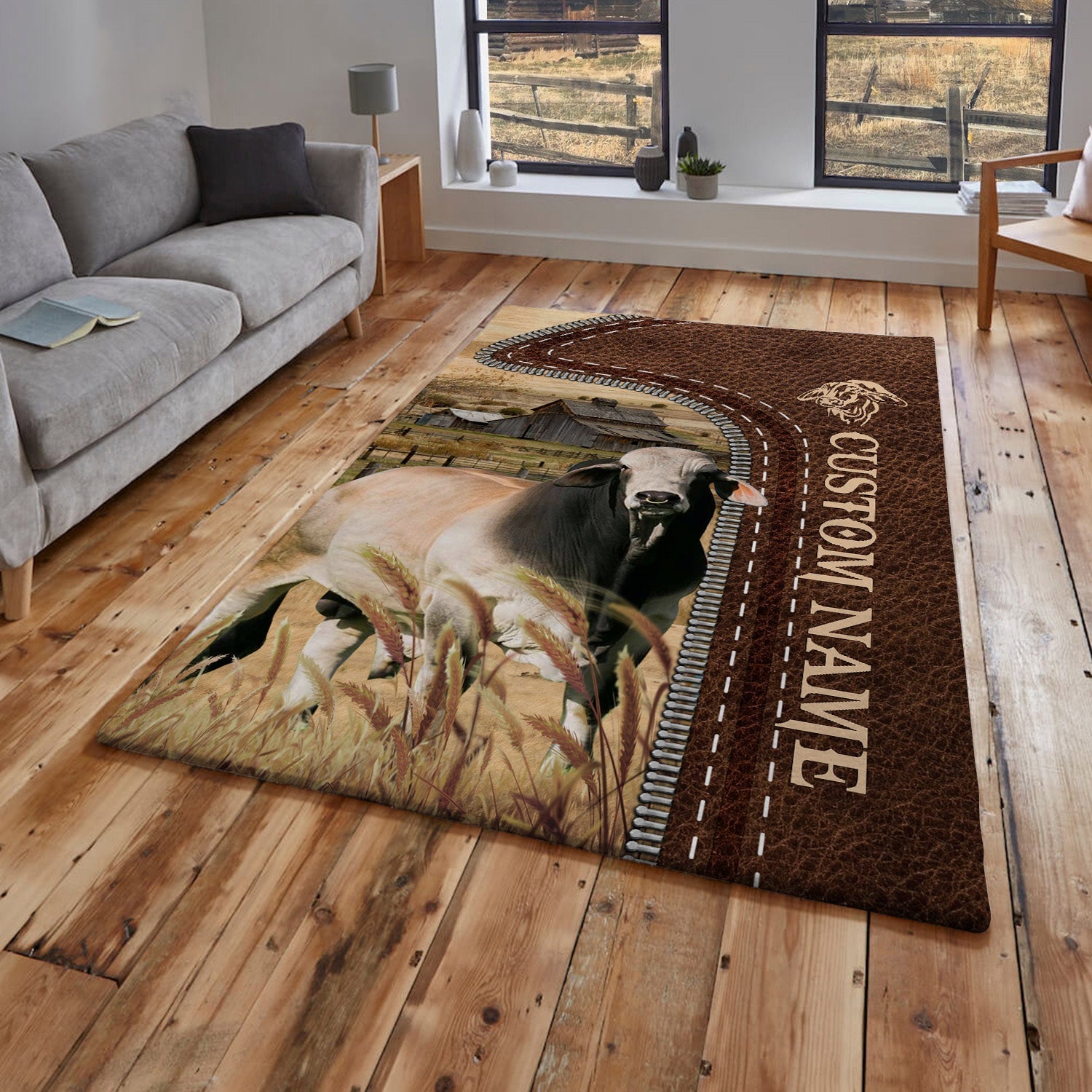 Brahman Farming Personalized Name 3D Rug