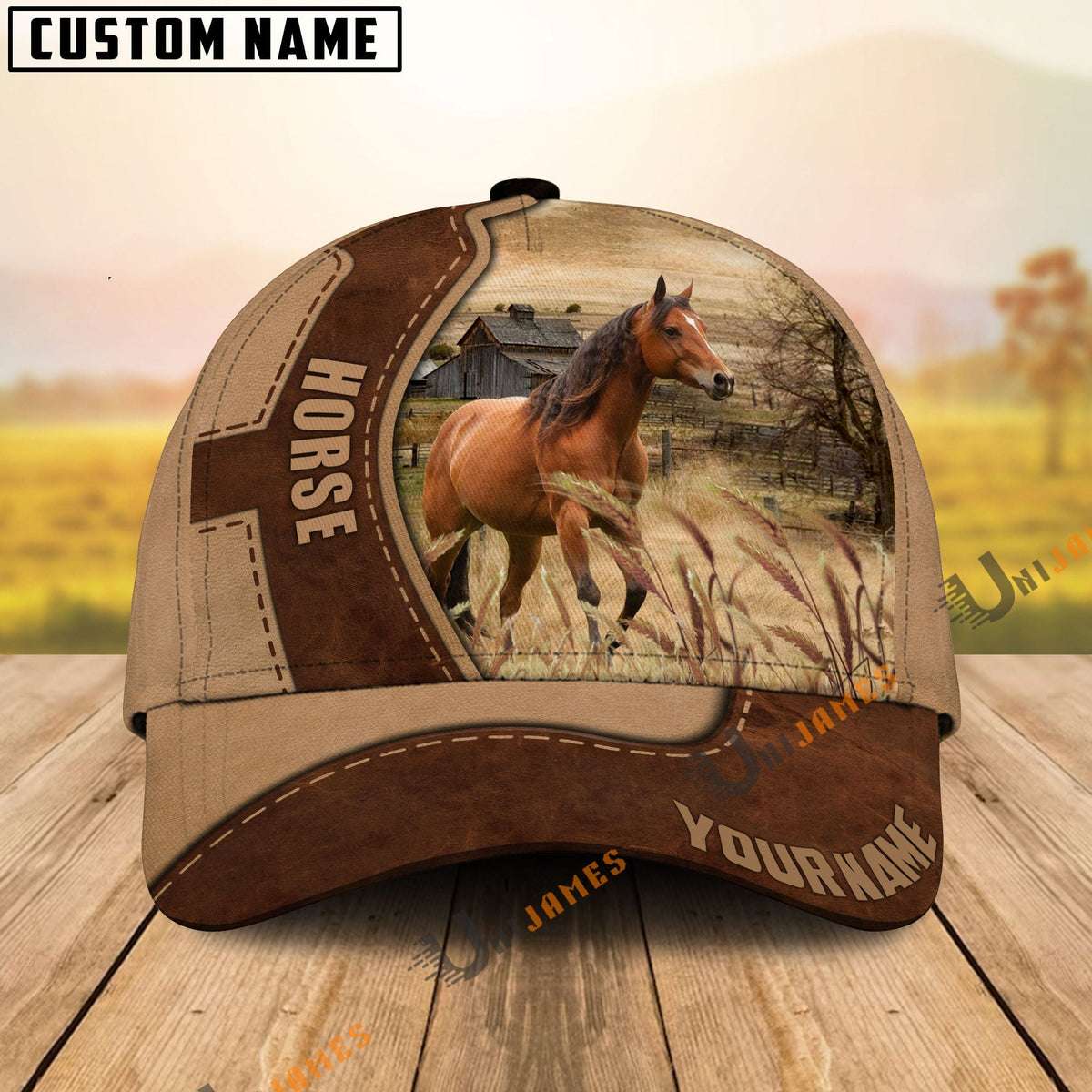 Horse Suede Pattern Customized Name Cap