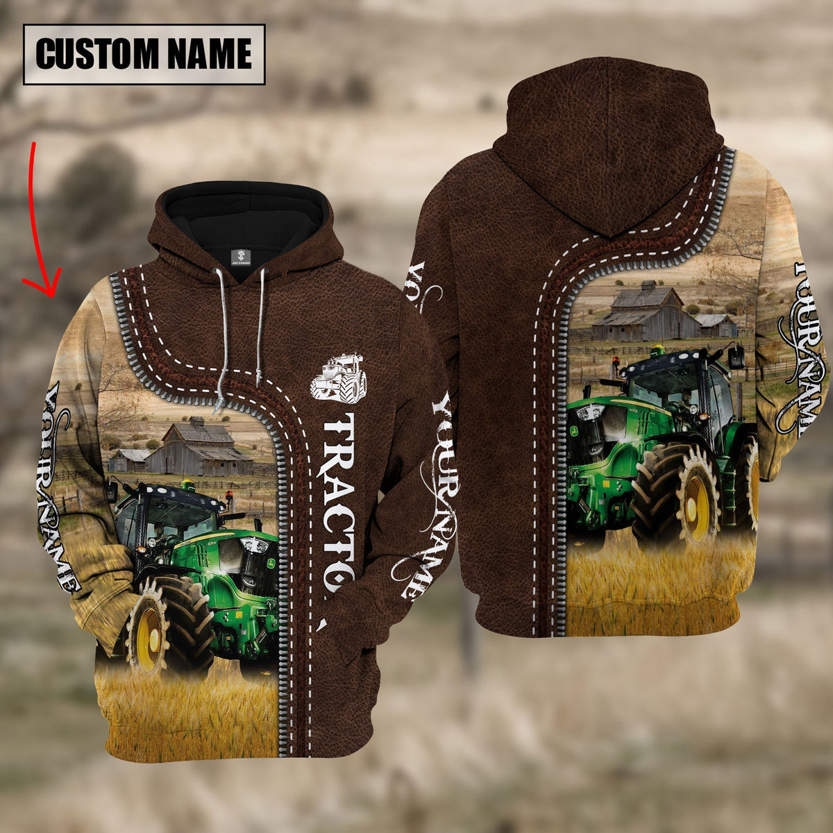 Tracto Farming Leather Pattern Personalized 3D Hoodie