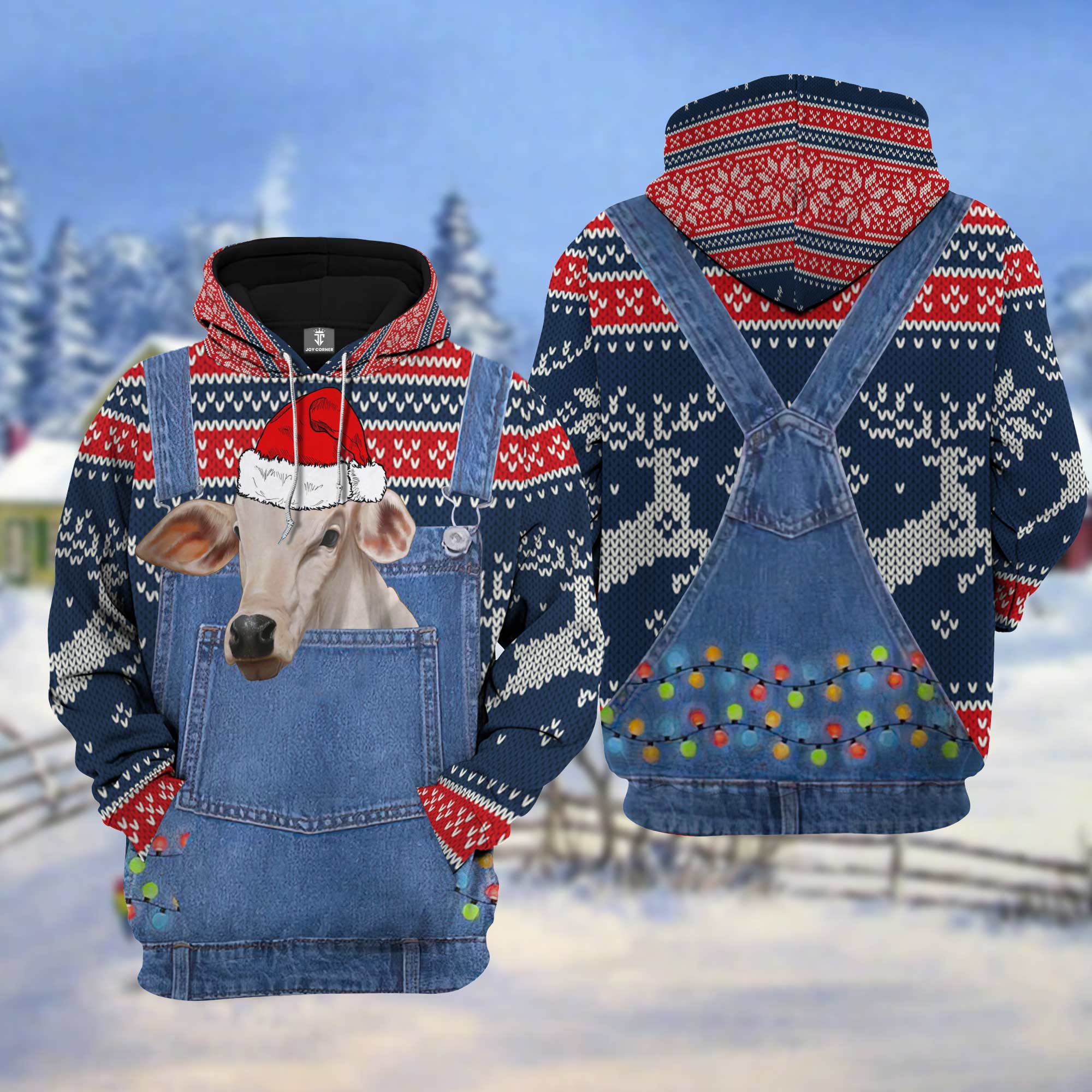 Brahman Cattle Christmas Knitting Pattern 3D Hoodie