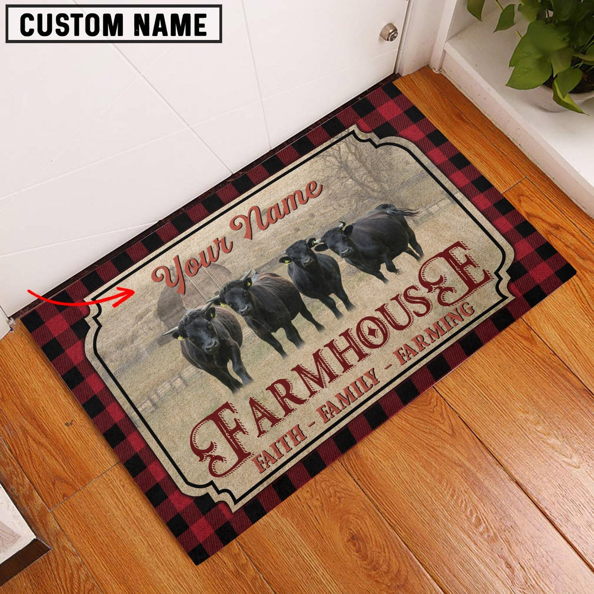 Dexter Faith Family Farming Custom Name Doormat