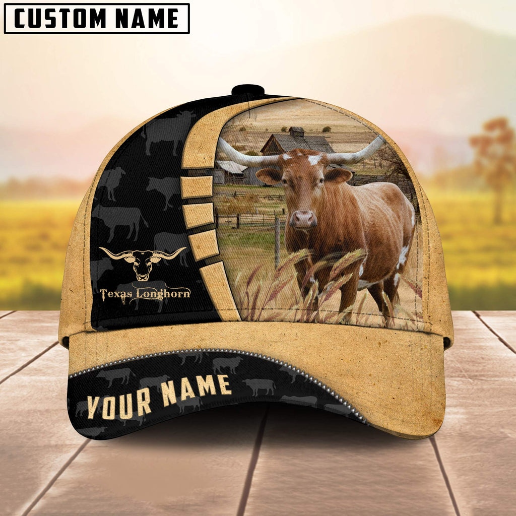 Custom Name Texas Longhorn Cattle 3D Cap