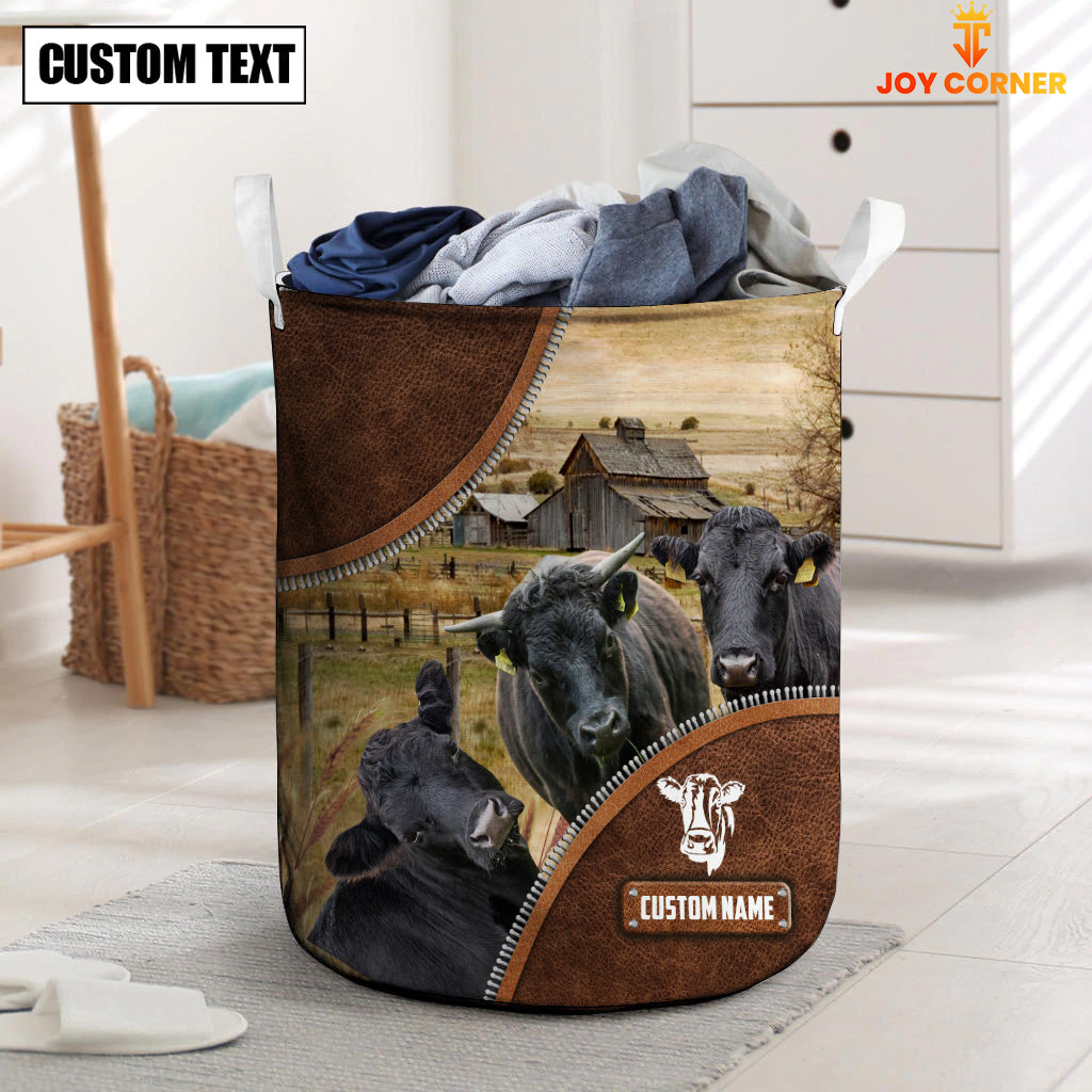 Dexter Cow Custom Name Laundry Basket