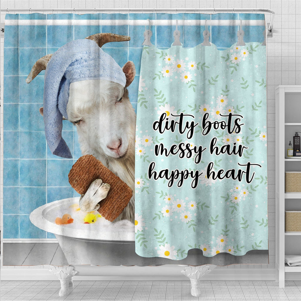 Goat Dirty Boots, Messy Hair, Happy Heart  3D Shower Curtain