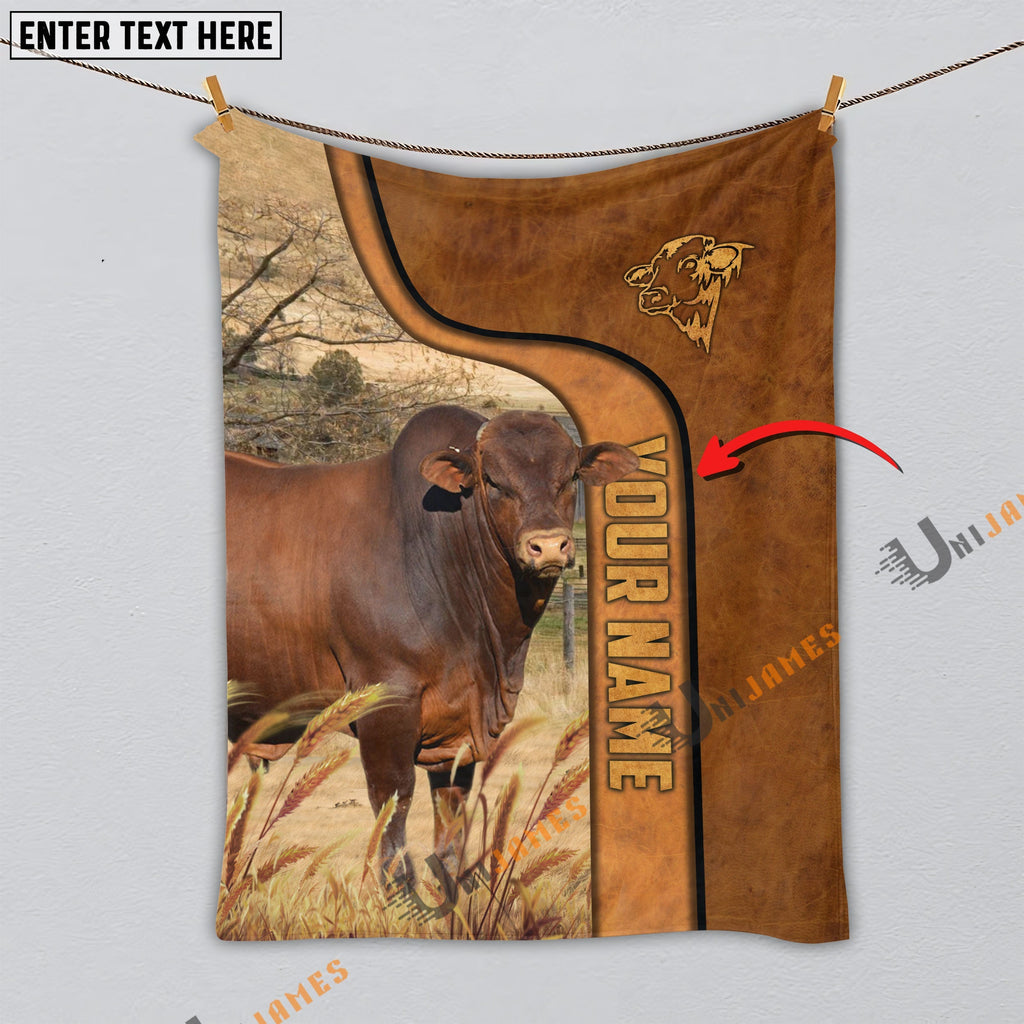 Personalized Name Beefmaster Premium Brown Pattern Blanket