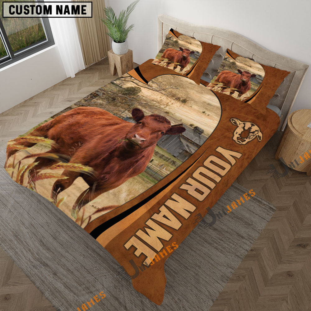 Red Angus Premium Brown Pattern 3D Bedding Set
