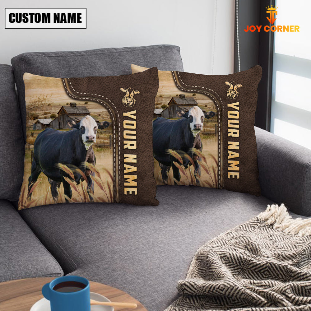 Black Baldy Custom Name Leather Pattern Pillow Case