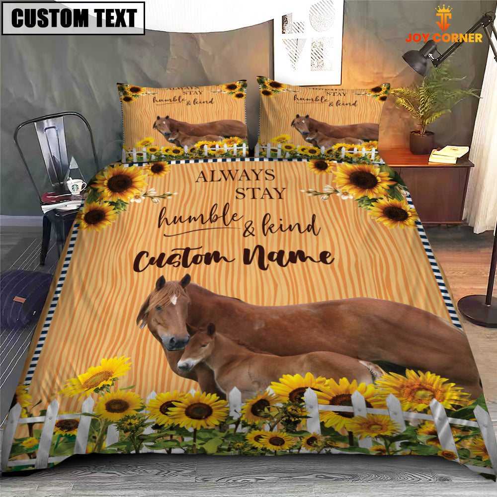 Horse Stay Humble And Kind Custom Name Bedding Set