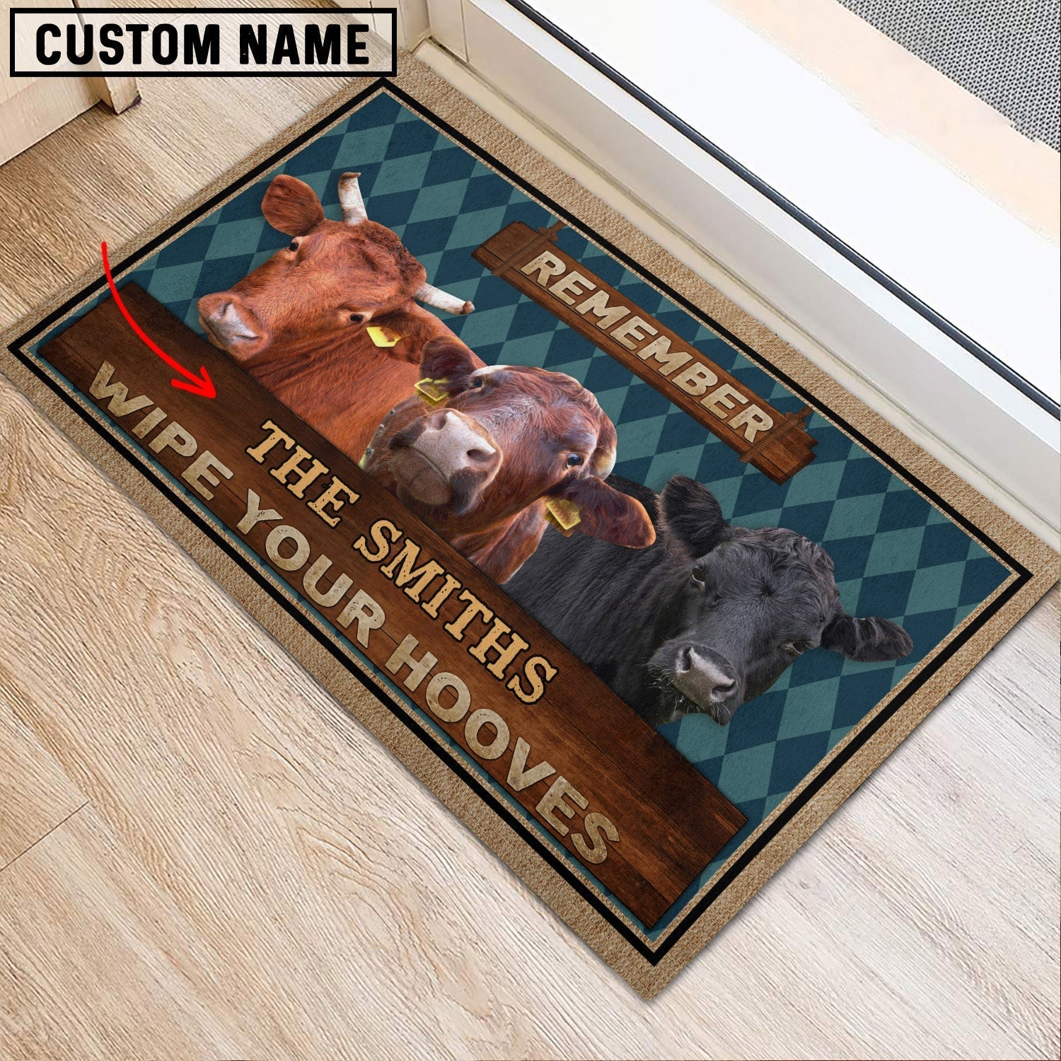 Dexter Wipe Your Hooves Custom Name Doormat