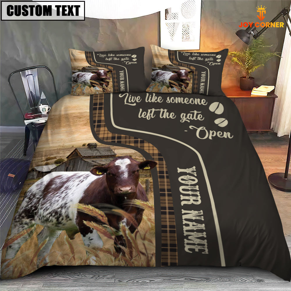 Shorthorn Like Someone Left The Gate Open Customized Name 3D Bedding Set