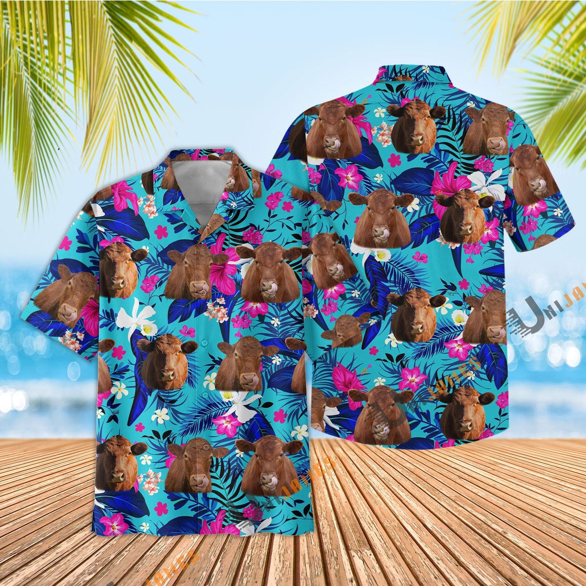 Red Angus Cool Flower Color Hawaiian Shirt