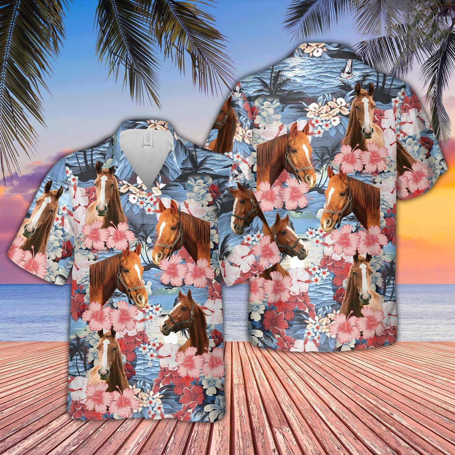 Horse Flower Farming 3D Hawaiian Shirt