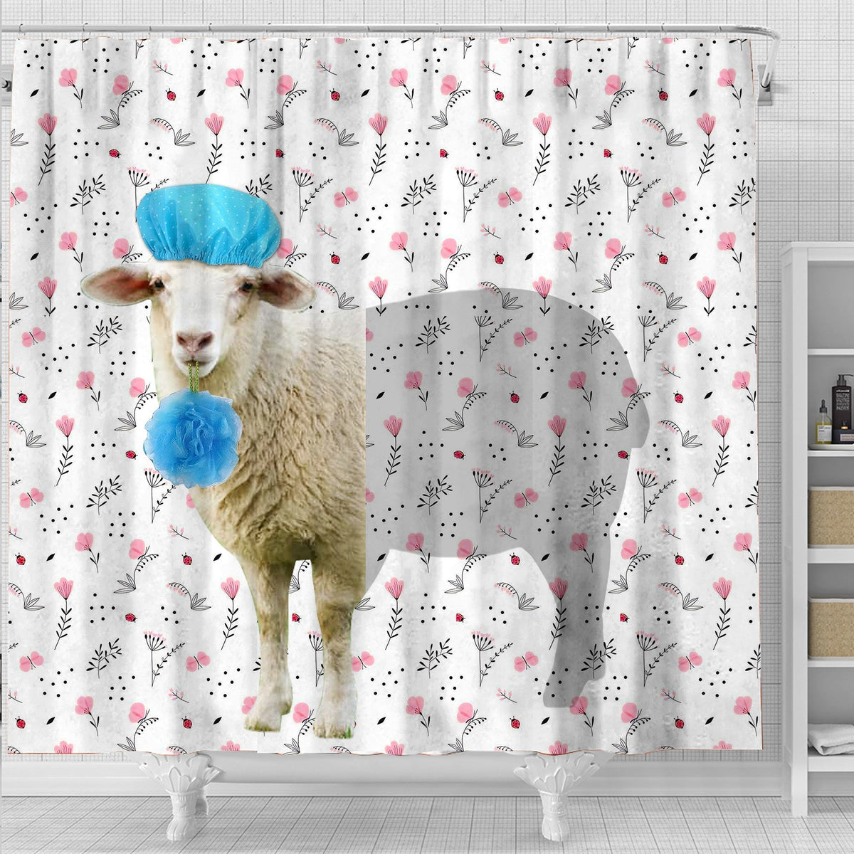 Sheep Flower 3D Shower Curtain
