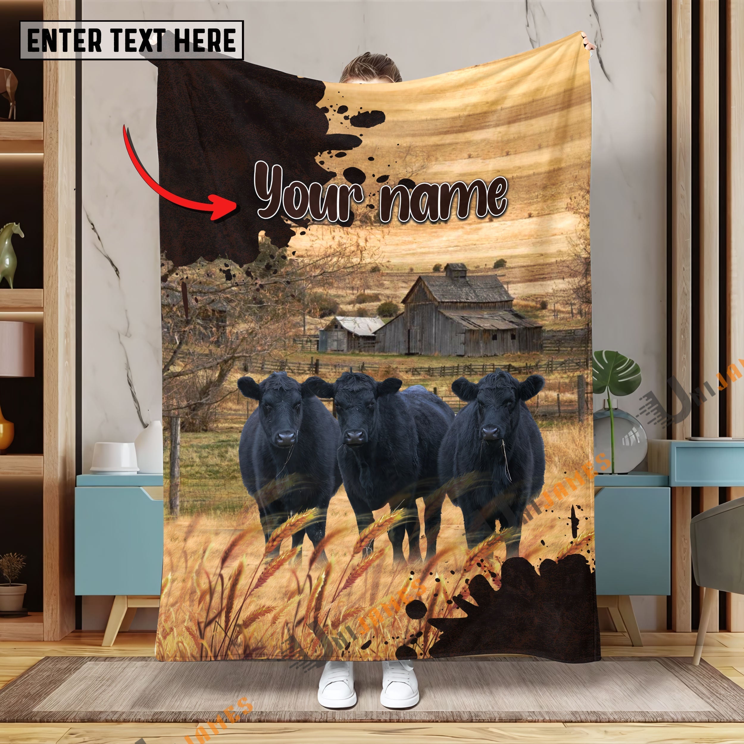 Personalized Name Diligent Black Angus Blanket
