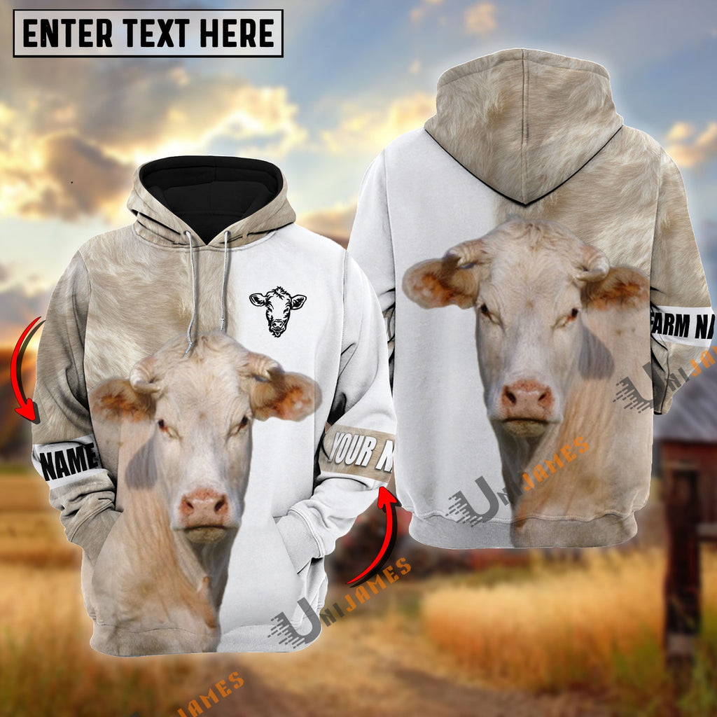 Charolais Cattle And White Personalized Name Shirt