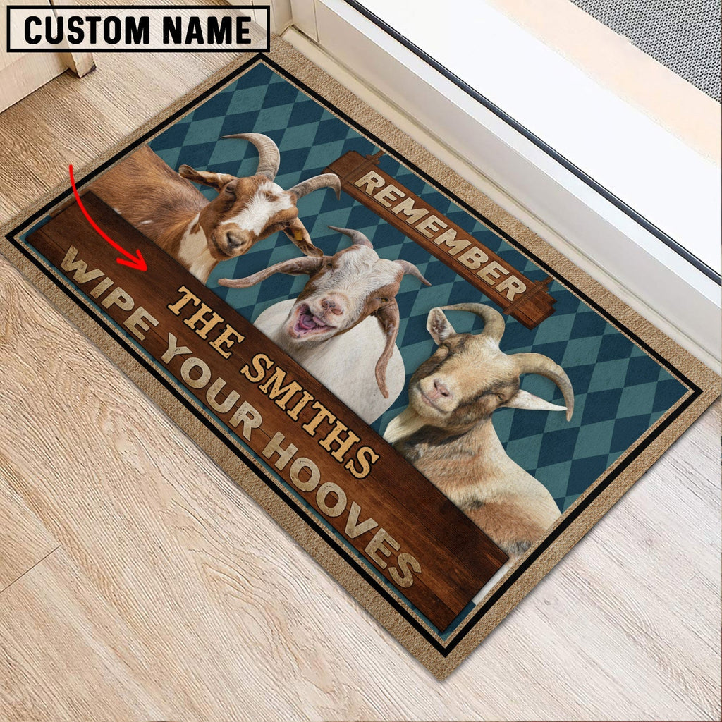 Goat Wipe Your Hooves Custom Name Doormat
