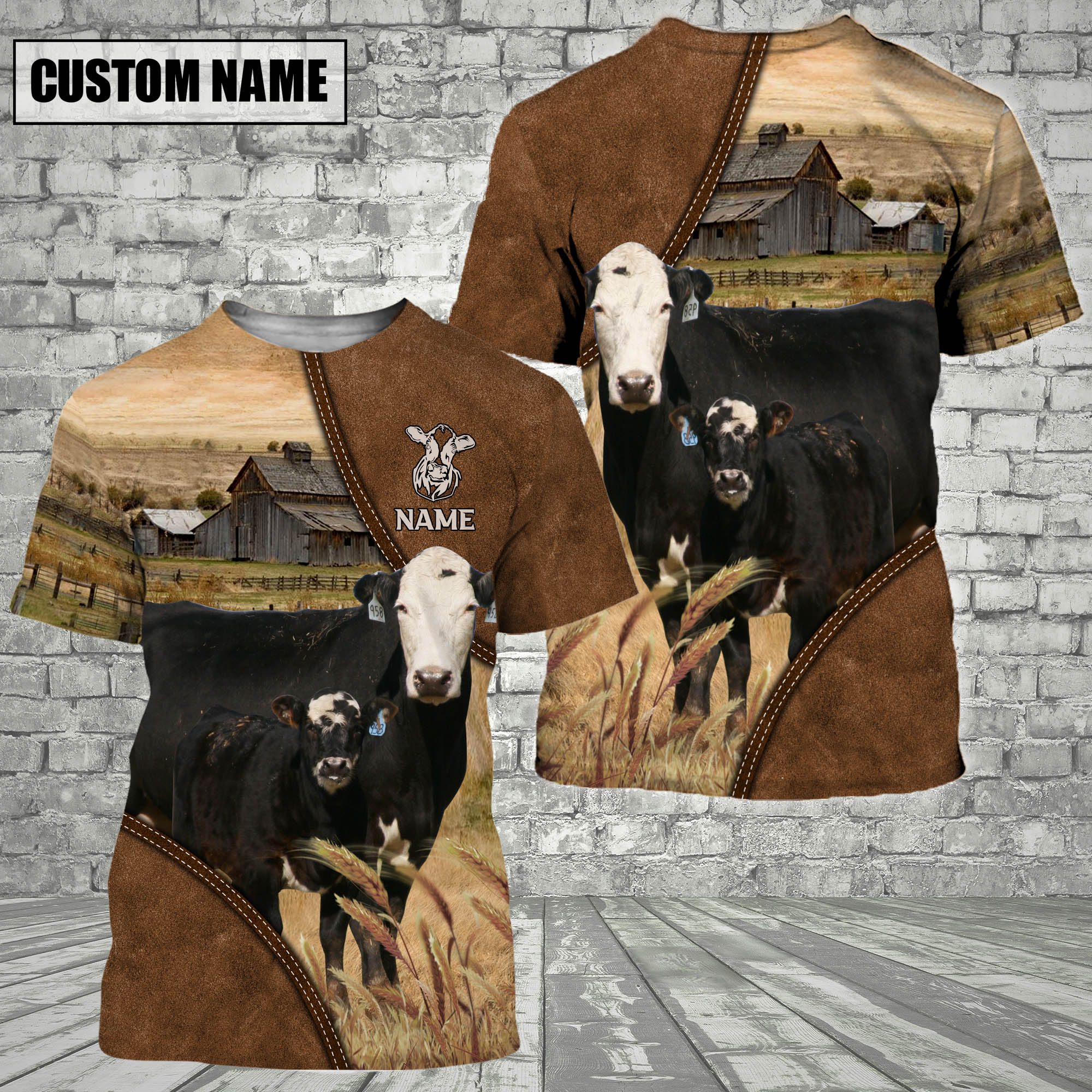 Black Baldy Barn Farm Customized Name 3D T-Shirt