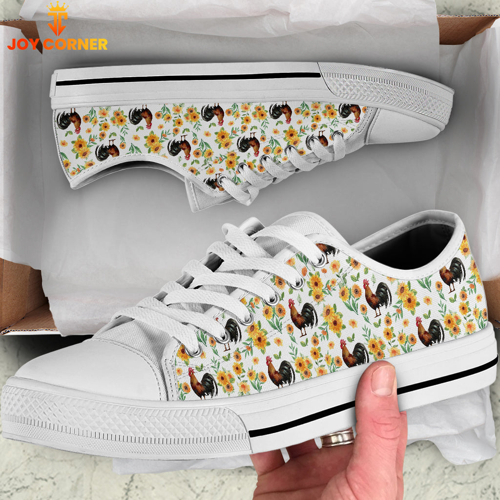 Chicken Flower Pattern Low Top Shoes