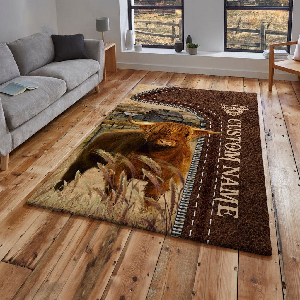 Highland Farming Personalized Name 3D Rug