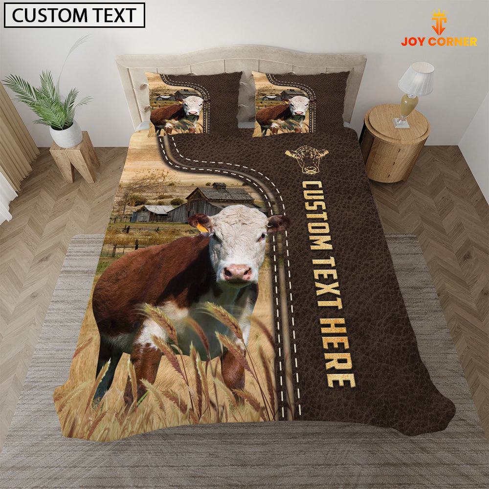 Hereford Custom Text Leather Pattern Bedding Set