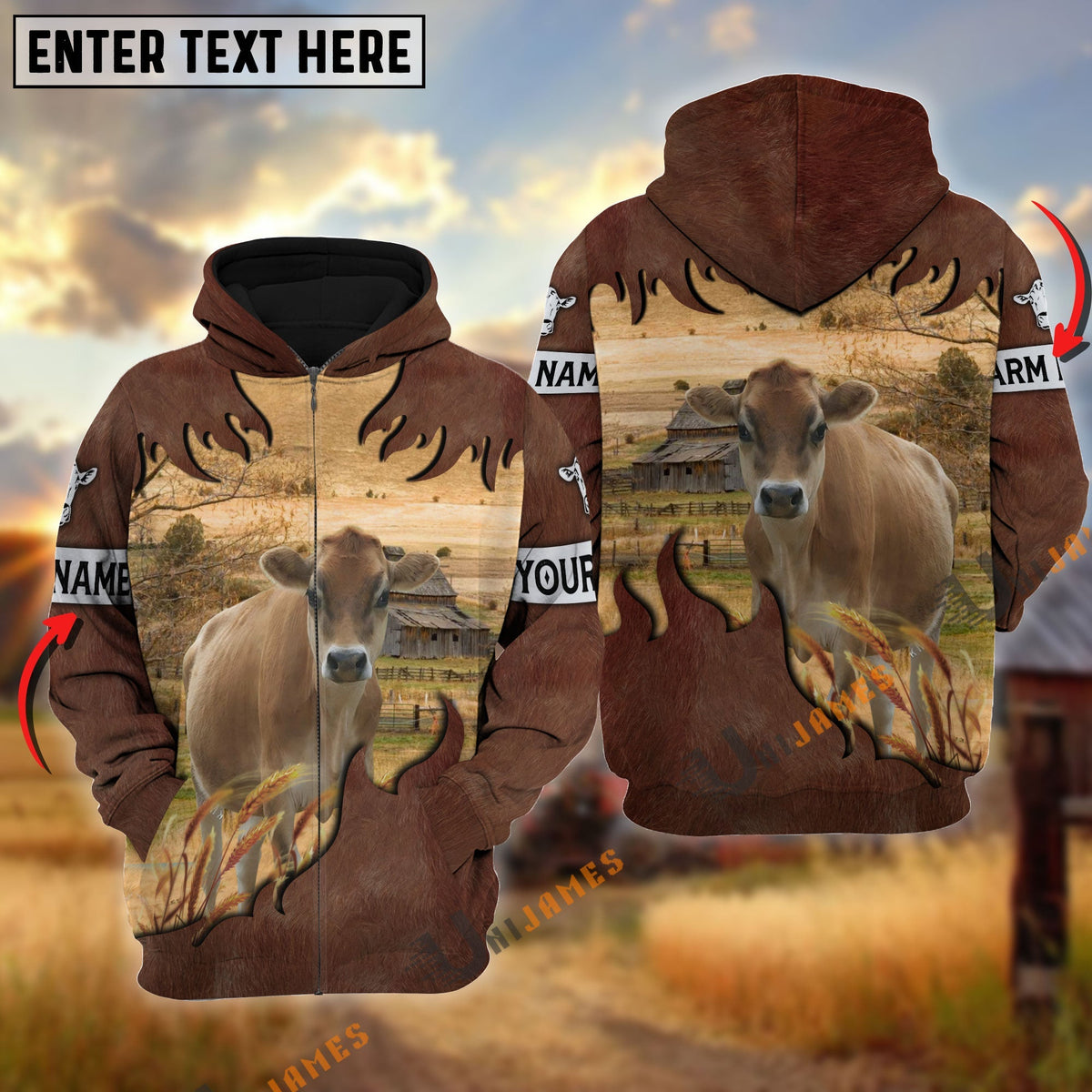 Jersey Brown Hair Pattern Personalized Name 3D Hoodie