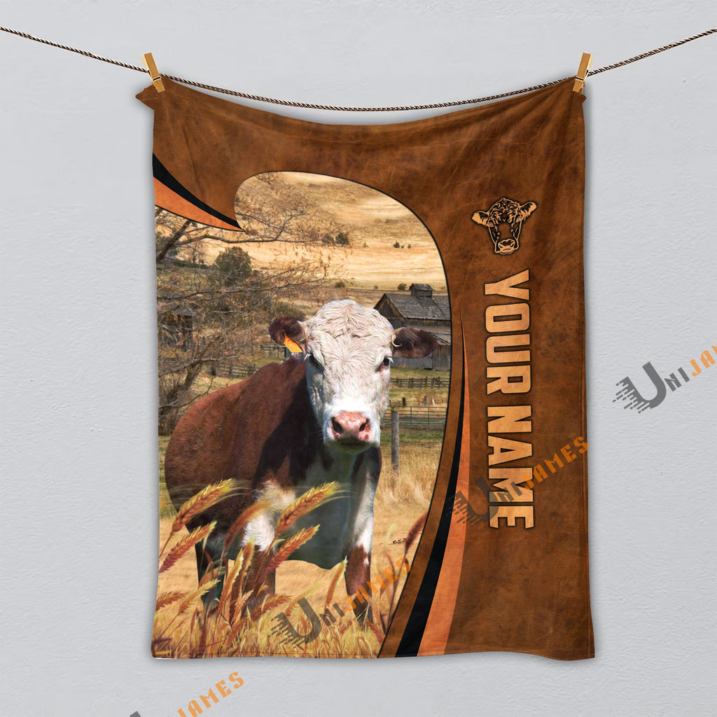 Personalized Name Hereford Premium Brown Pattern 3D Blanket