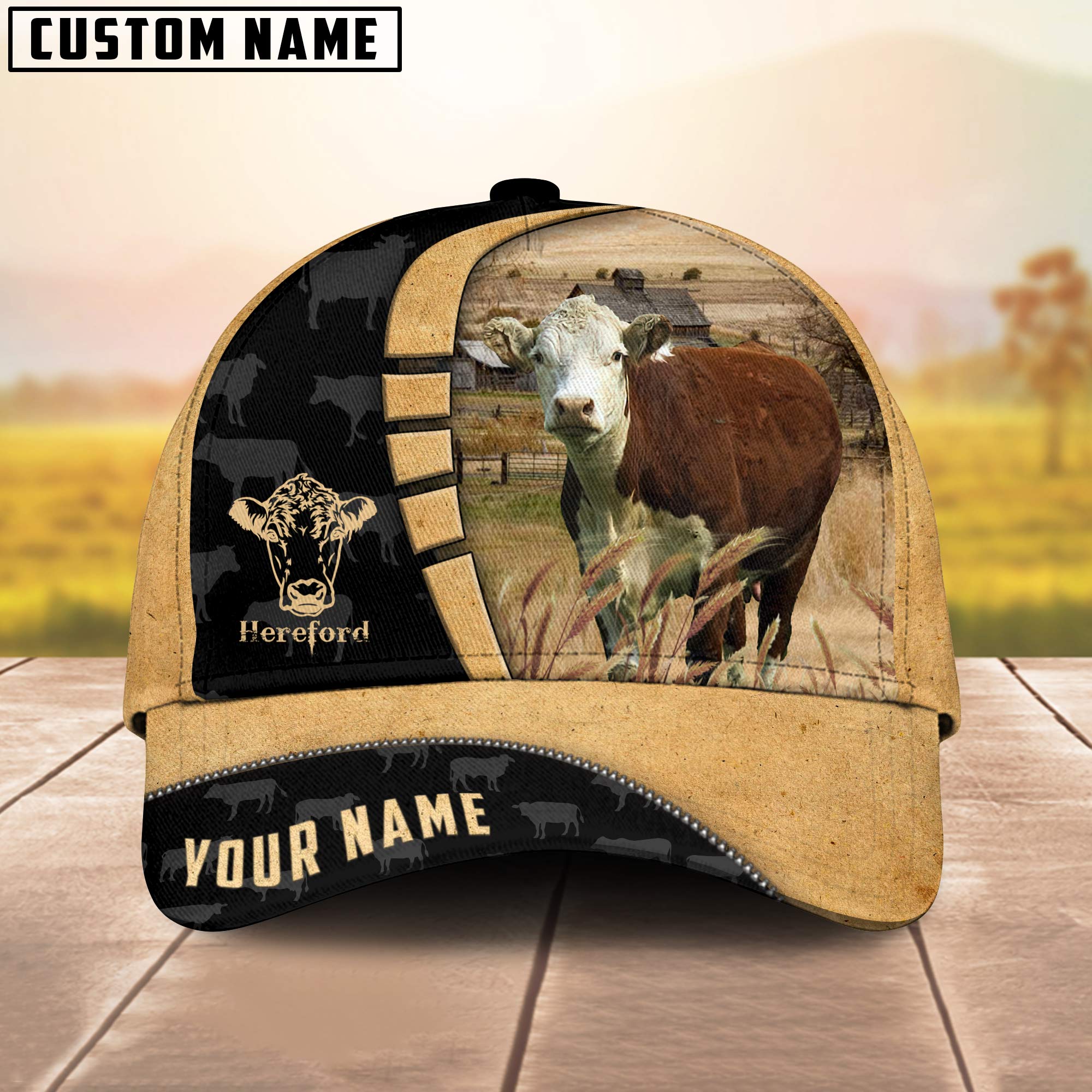 Custom Name Hereford Cattle 3D Cap